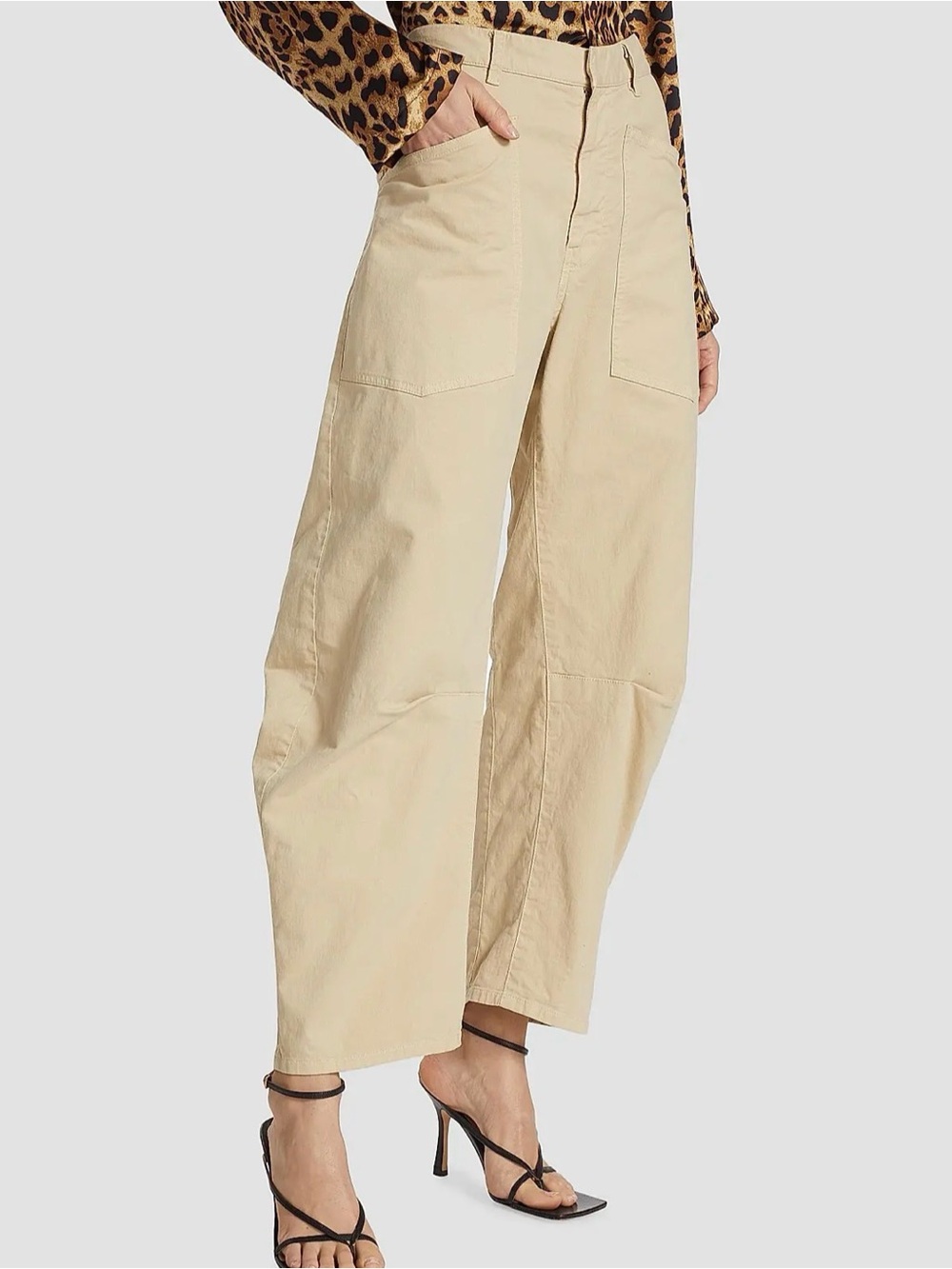 Nili Lotan Shon Pant sandstone Bow Leg Carpenter 8 tan - Picture 6 of 15
